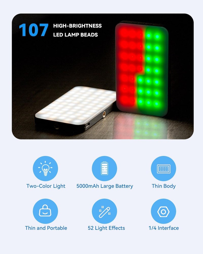 DUIDESHI 5000 mAh Portable Selfie Light for iPhone: RGB Rechargeable Phone Fill Lights, Ring Light for Camera Picture, Makeup Photo, Video Conferences, Laptop Use, Zoom Meetings, TikTok, Vlog Photography - Image 4